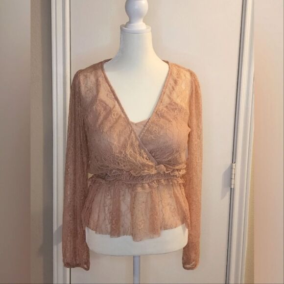 Haute Monde Tops - Mesh Peplum Blouse